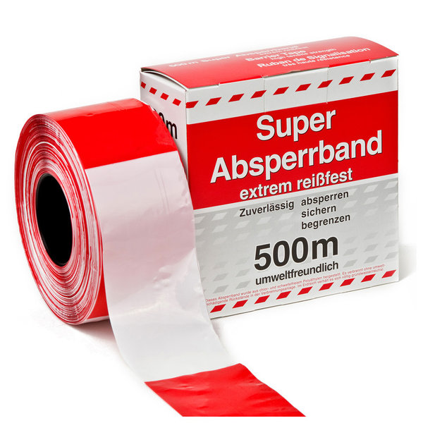 Absperrband, POLIZEI - ABSPERRUNG, rot/weiß, 500 m